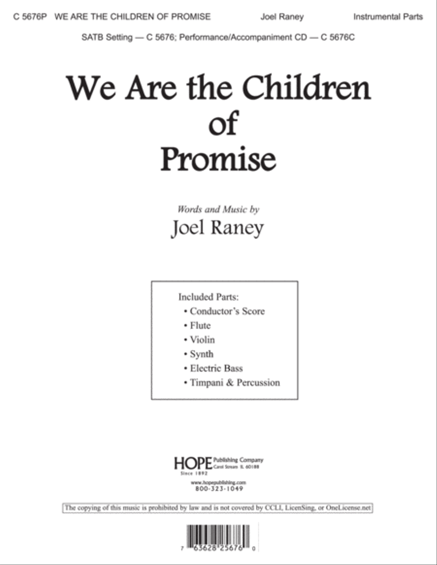 We Are the Children of Promise Unison Choir scores gallery preview page 1
