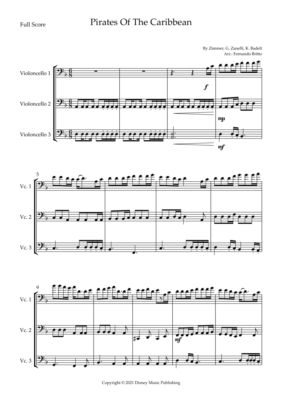 Pirates Of The Caribbean String Trio scores gallery preview page 1