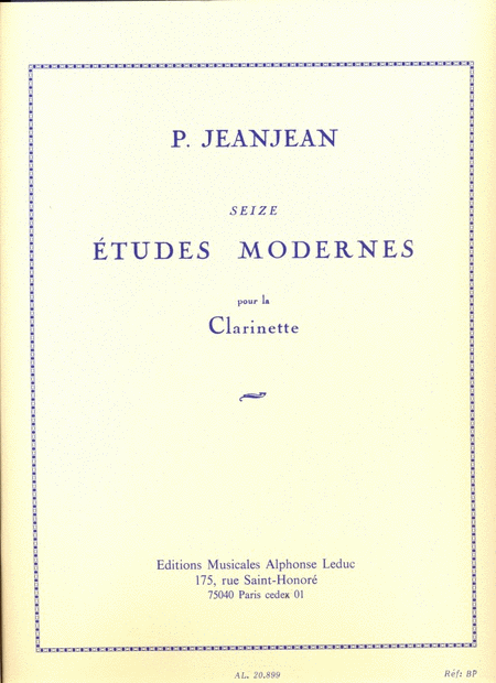 Paul Jeanjean - Seize Etudes Modernes Pour Clarinette