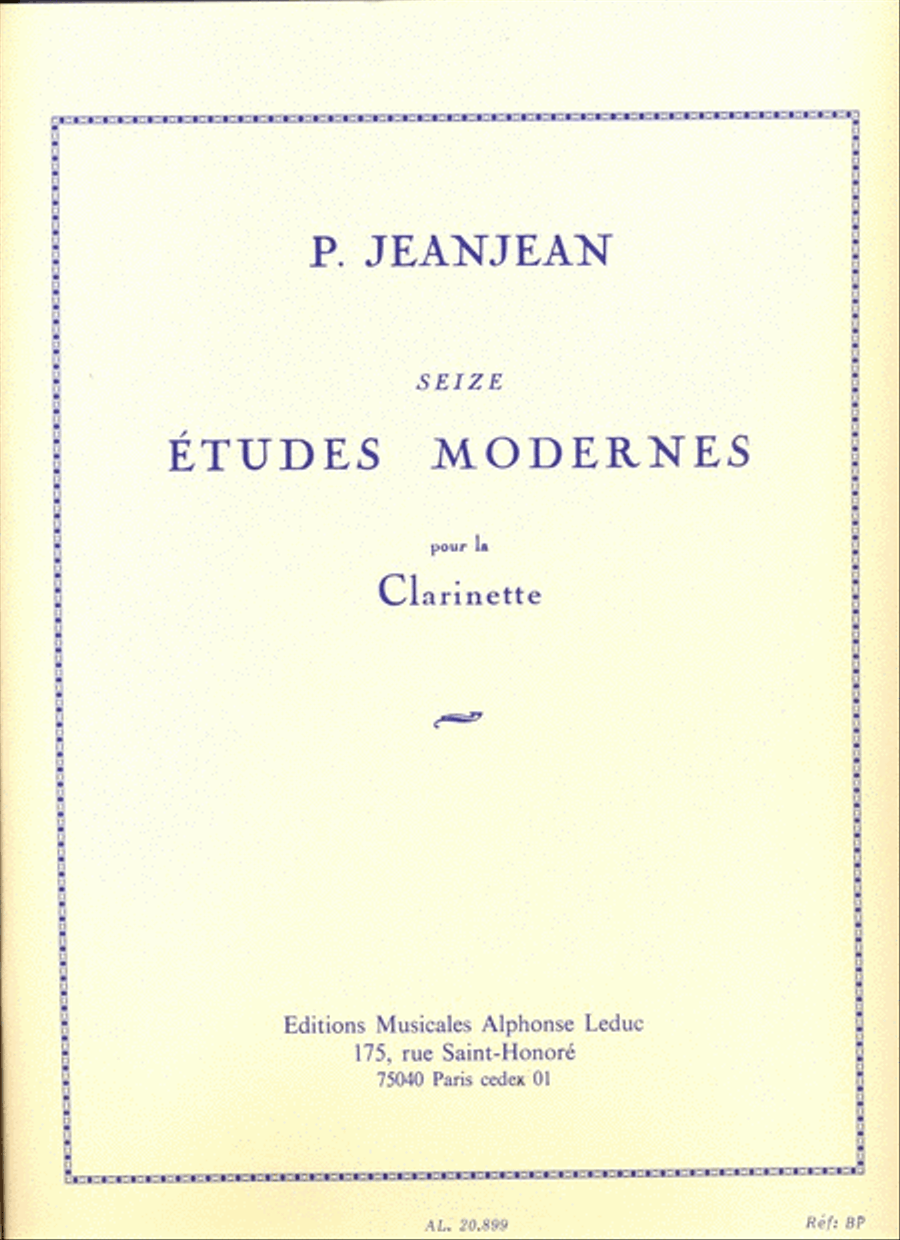Paul Jeanjean - Seize Etudes Modernes Pour Clarinette Clarinet Solo scores gallery preview page 1