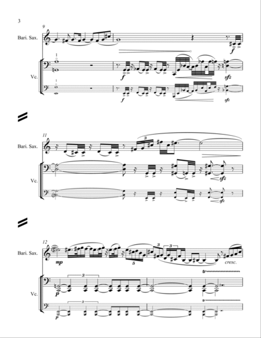 Nibiru for violoncello and baritone saxophone Small Ensemble scores gallery preview page 4