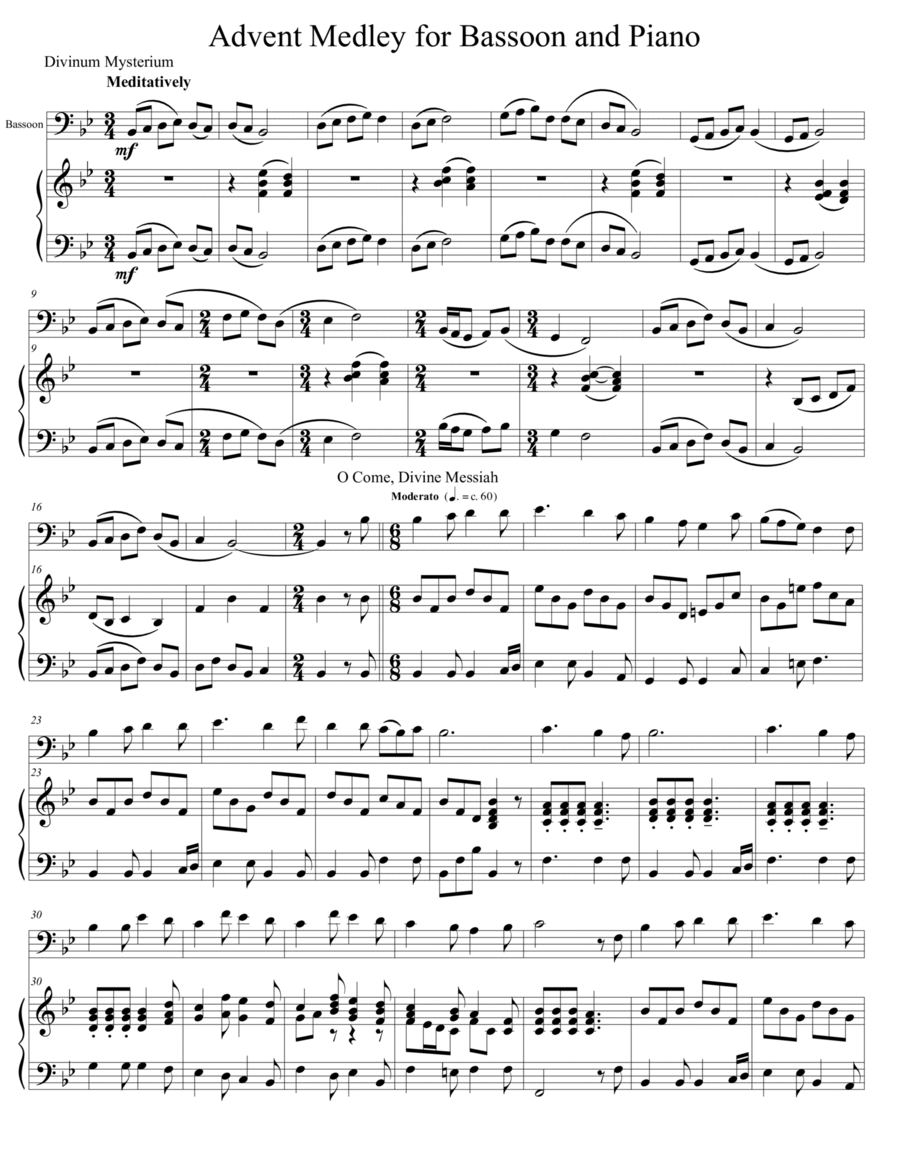 Advent Hymn Medley for Bassoon and Piano Bassoon Solo scores gallery preview page 1
