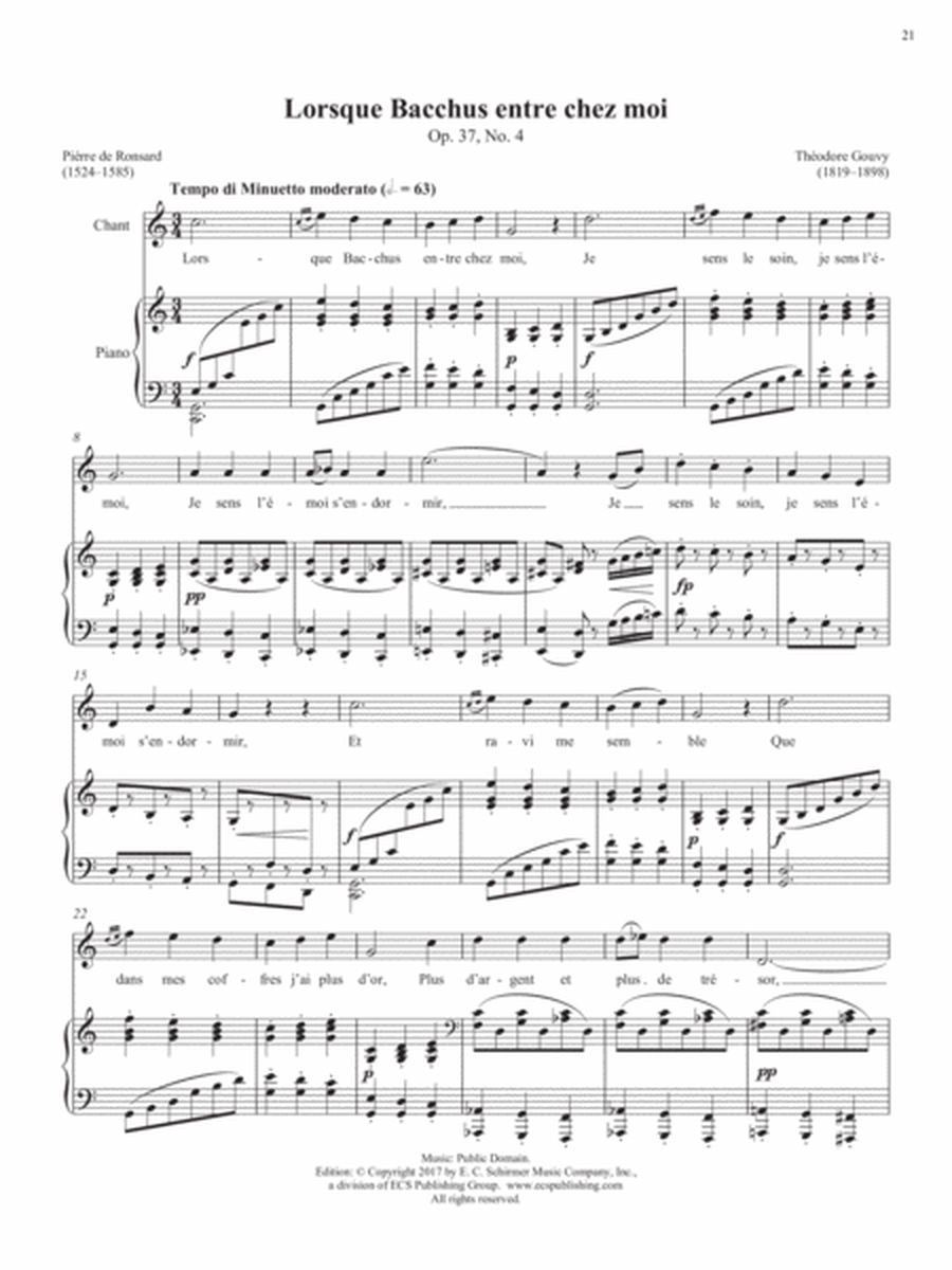 Op. 37, No. 4: Lorsque Bacchus entre chez moi from Songs of Gouvy, V1 (Downloadable)