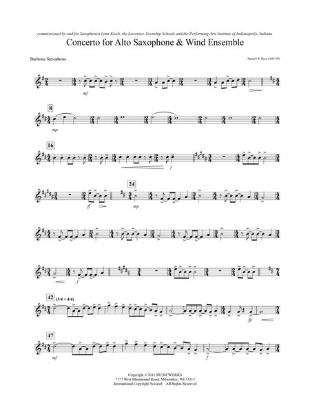 Concerto For Alto Saxophone And Wind Ensemble - Eb Baritone Sax