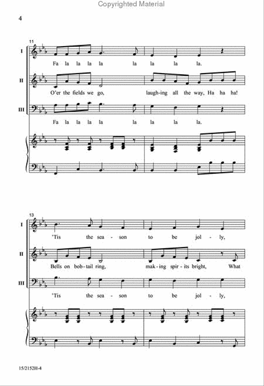 Deck the Hall with Jingle Bells 3-Part scores gallery preview page 4