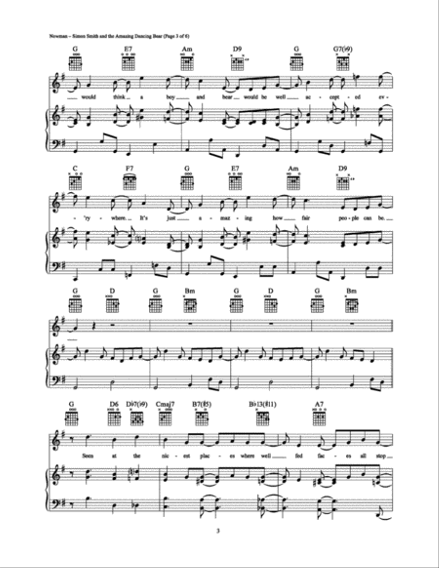 Simon Smith and the Amazing Dancing Bear Piano, Vocal, Guitar scores gallery preview page 3