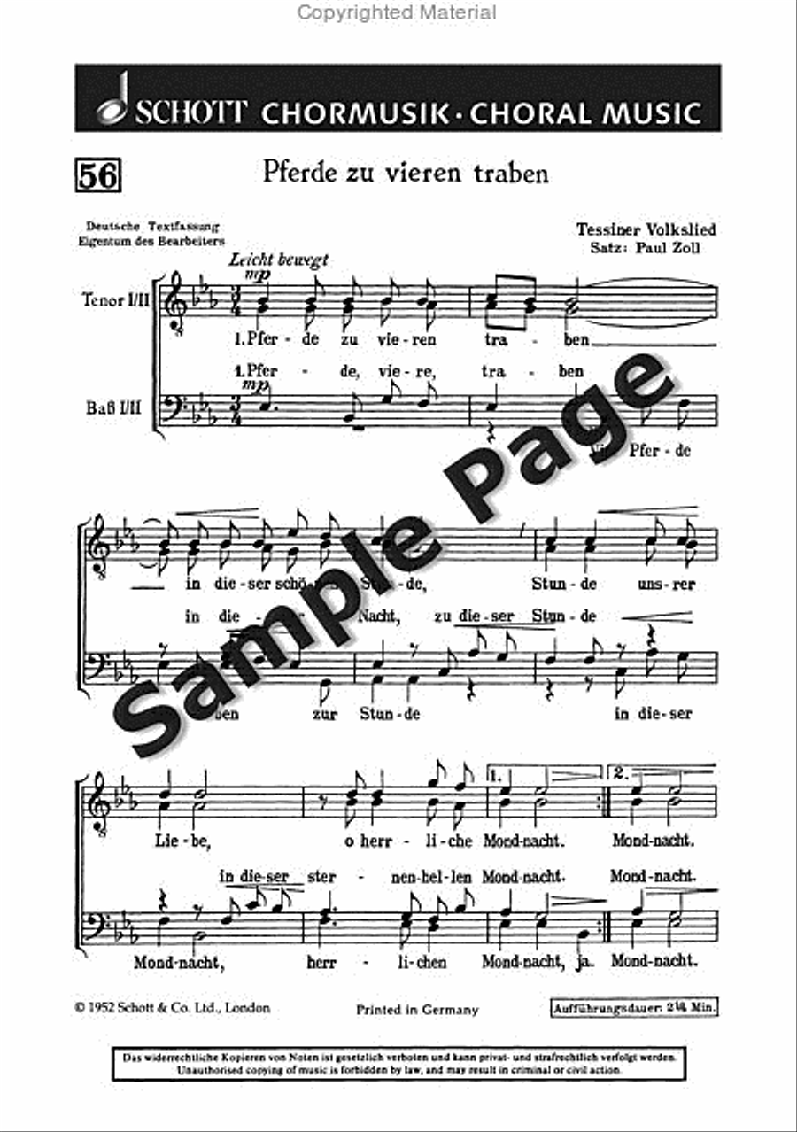 Zoll Pferde Zu Vieren Traben Ttbb.chor TTBB scores gallery preview page 2