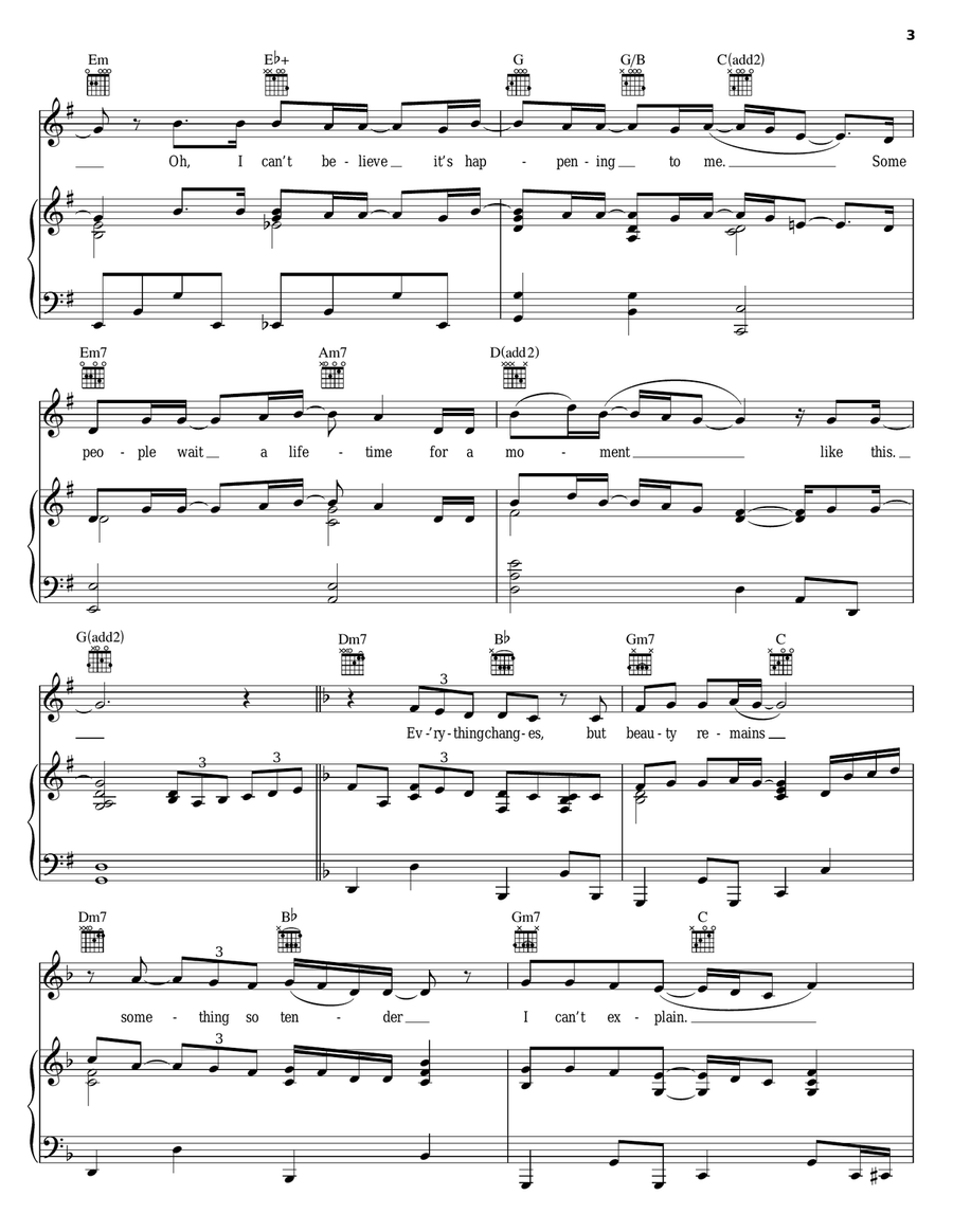 A Moment Like This Piano, Vocal, Guitar scores gallery preview page 3