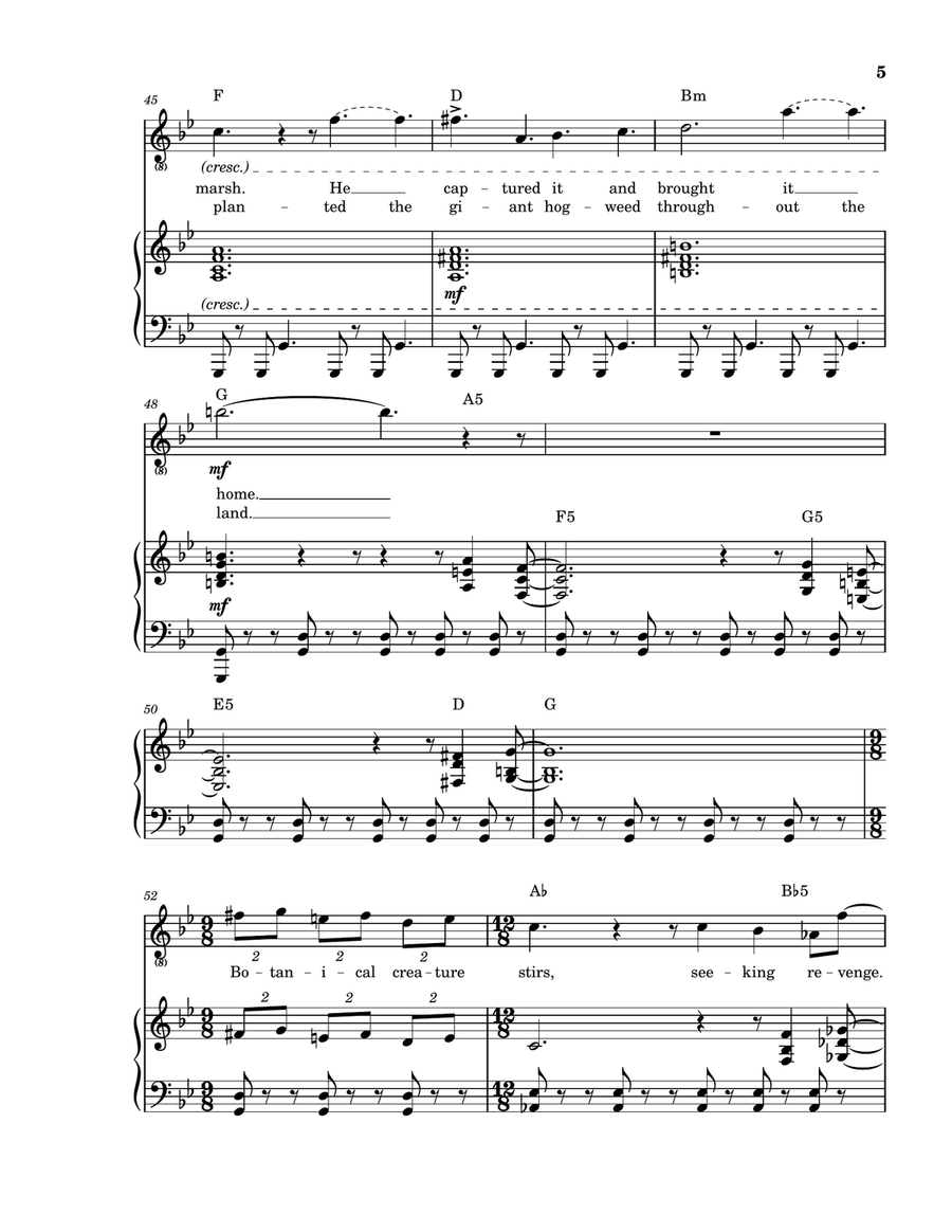 The Return Of The Giant Hogweed Piano, Vocal, Guitar scores gallery preview page 6