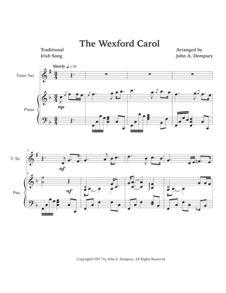 The Wexford Carol (Tenor Sax and Piano) image number null