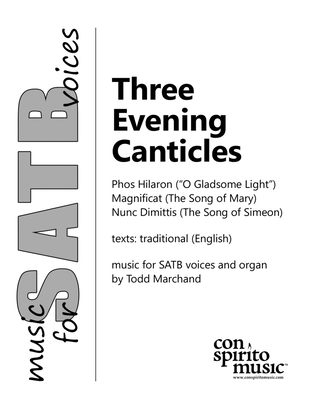 Book cover for Three Evening Canticles — SATB voices, organ