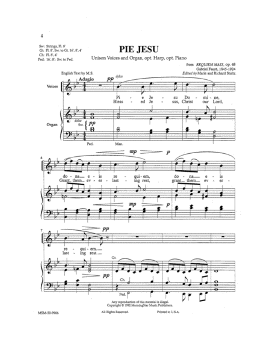 Pie Jesu Unison Choir scores gallery preview page 2