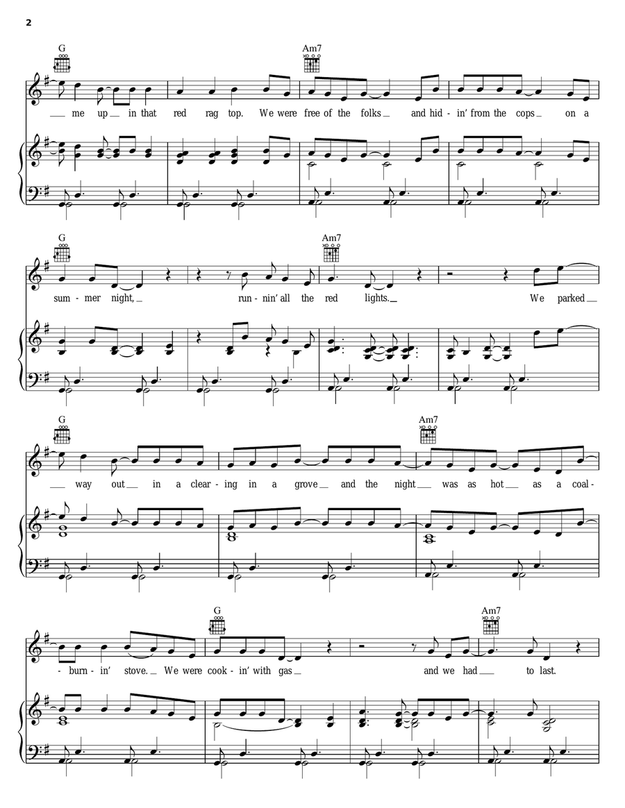 Red Rag Top Piano, Vocal, Guitar scores gallery preview page 2
