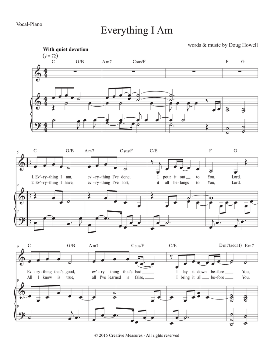 Everything I Am Piano, Vocal scores gallery preview page 1