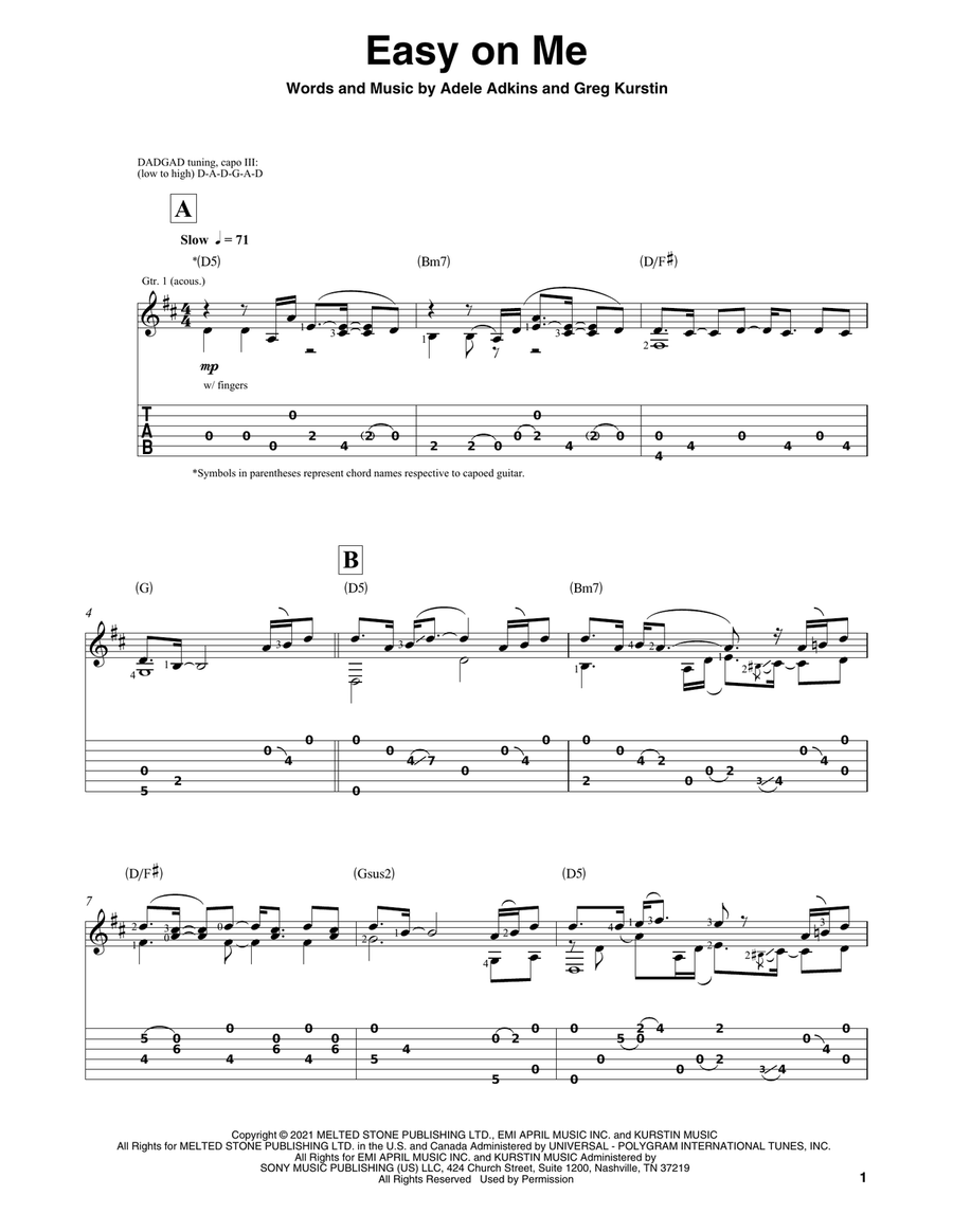 Easy On Me Easy On Me Acoustic Guitar scores gallery preview page 1