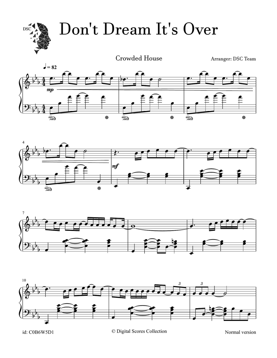 Don't Dream It's Over Piano Solo scores gallery preview page 1