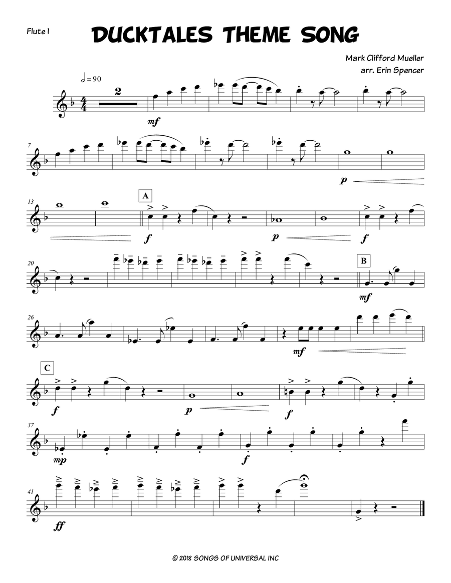 Ducktales Theme Woodwind Ensemble scores gallery preview page 6