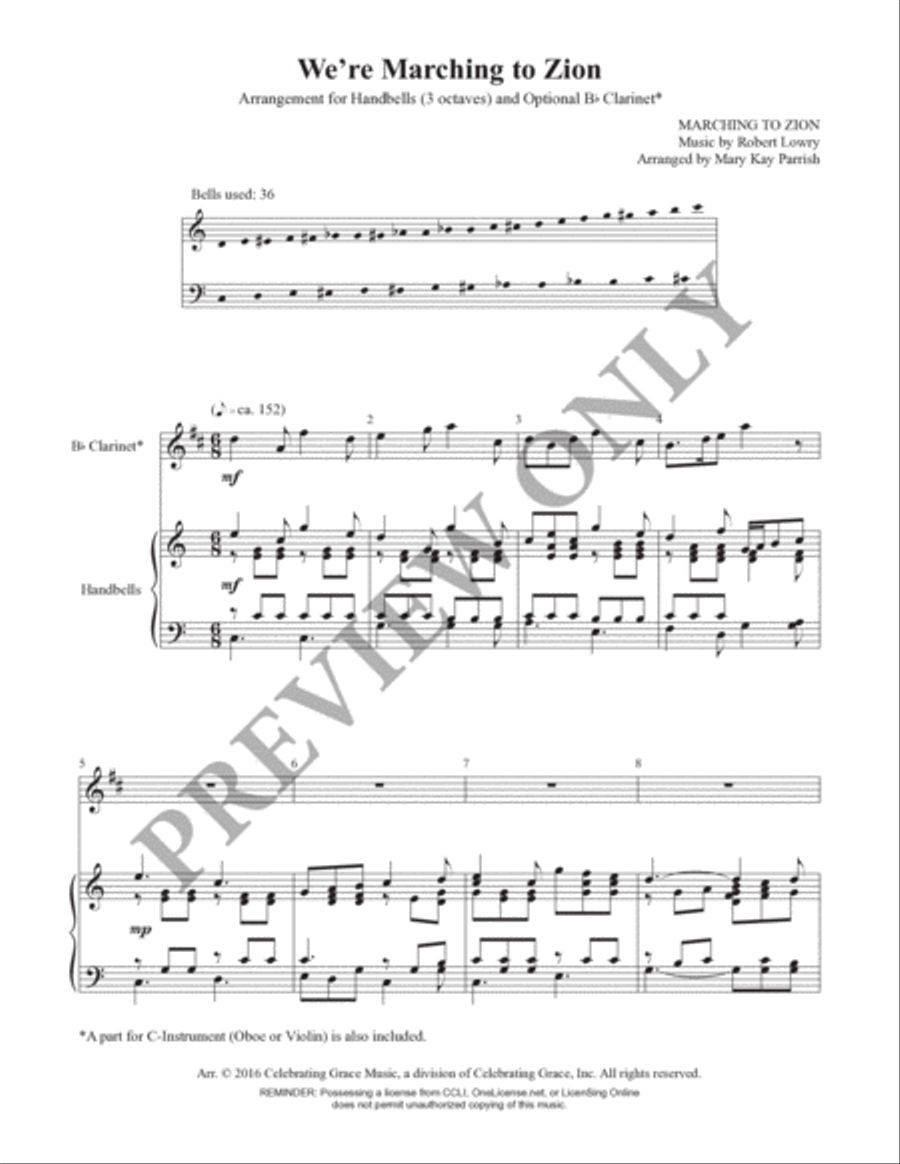 We're Marching to Zion (Handbell Part) Handbell Choir scores gallery preview page 2