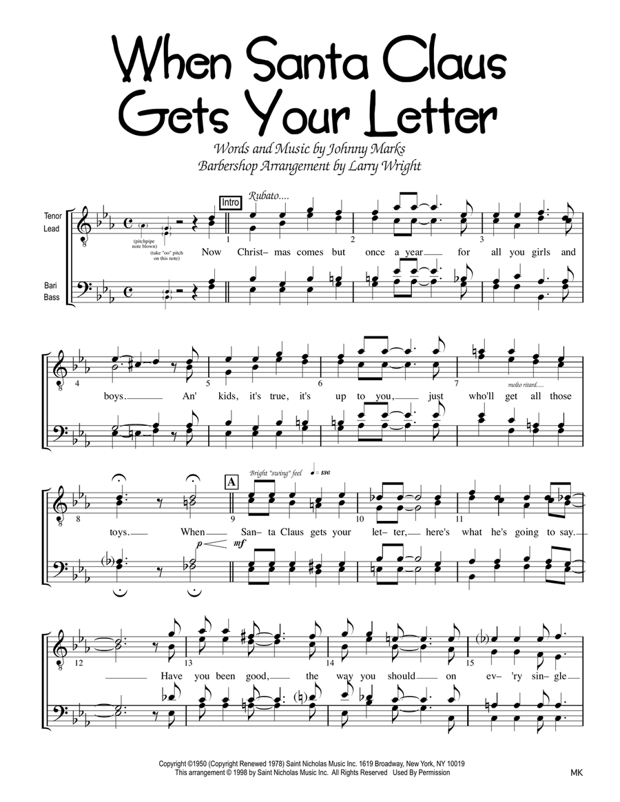 When Santa Claus Gets Your Letter TTBB scores gallery preview page 1