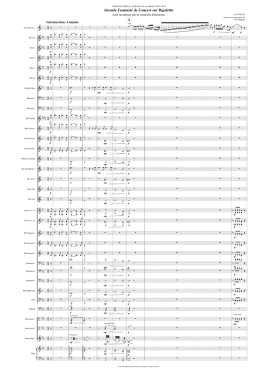 Louis Mayeur: Grande Fantaisie de Concert sur Rigoletto (de Verdi) for alto saxophone and concert b Concert Band scores gallery preview page 4