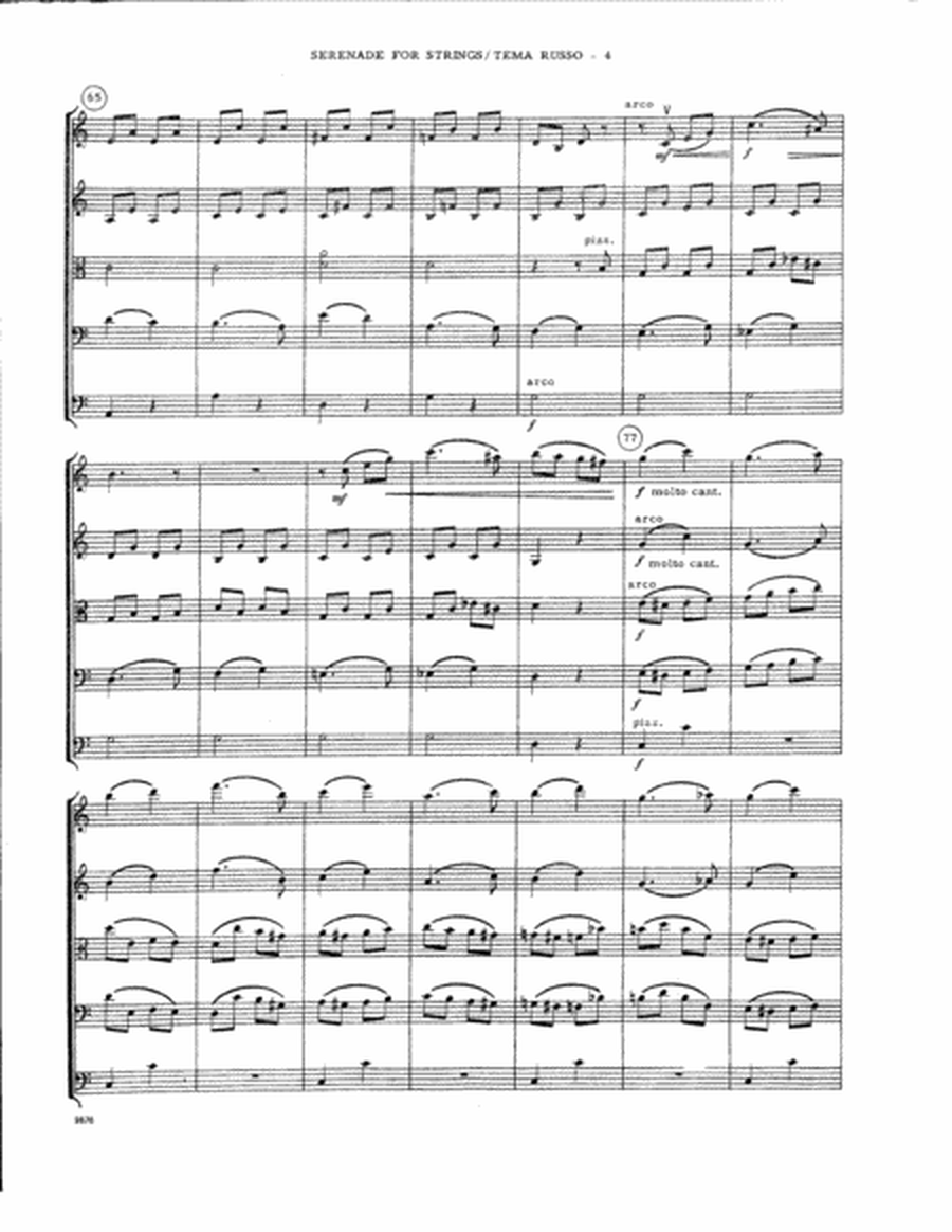 Serenade For String - Mvt. 4 Tema Russo (arr. Elliot A. Del Borgo) - Full Score