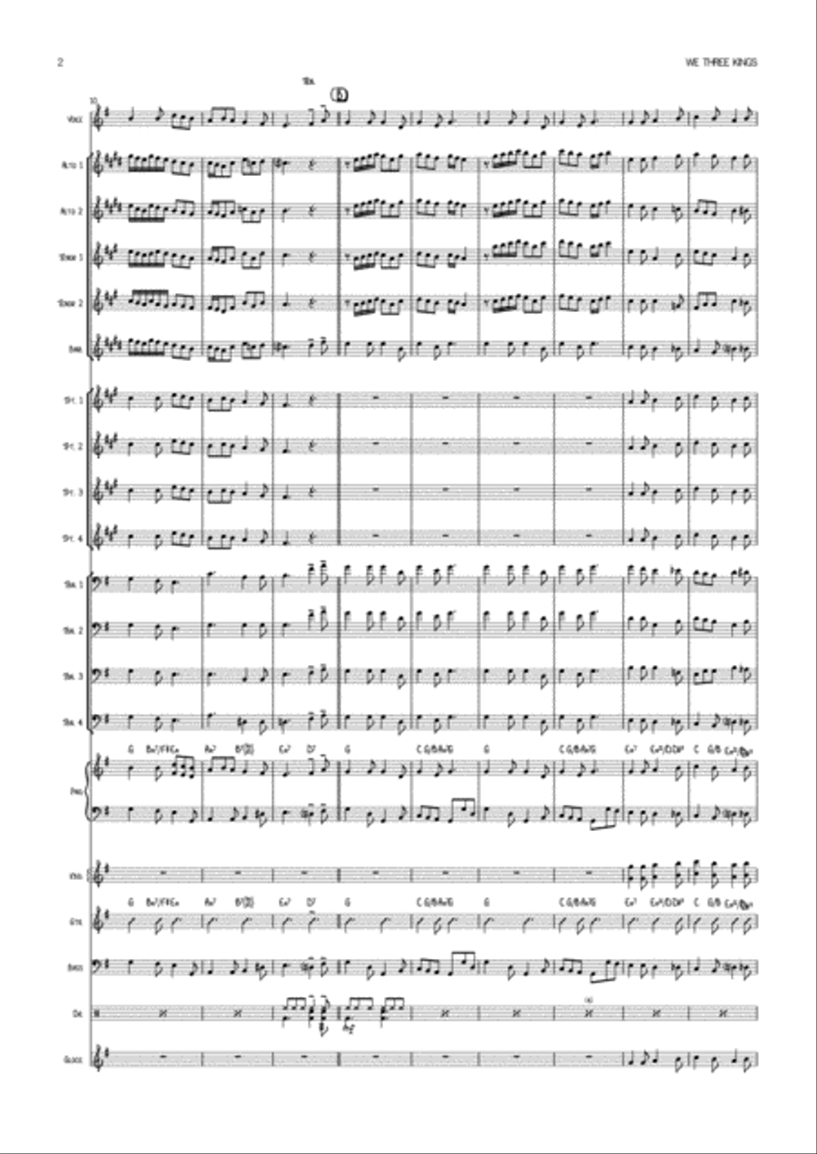 We Three Kings Vocal with Big Band Traditional Key of G Jazz Ensemble scores gallery preview page 2