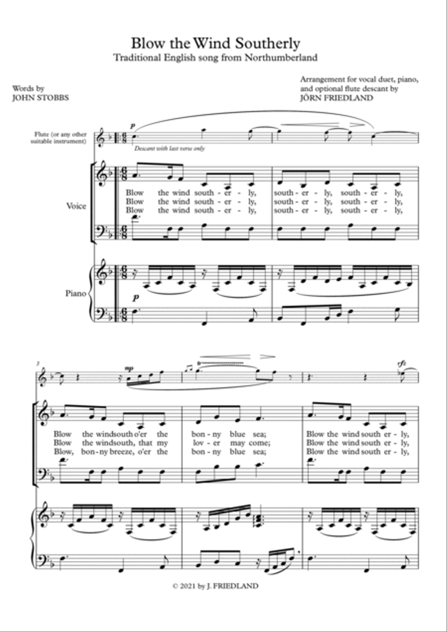 Blow the Wind Southerly Blow the Wind Southerly Piano scores gallery preview page 2