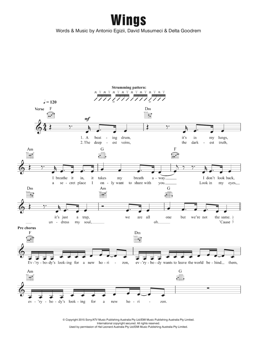 Wings Piano scores gallery preview page 1