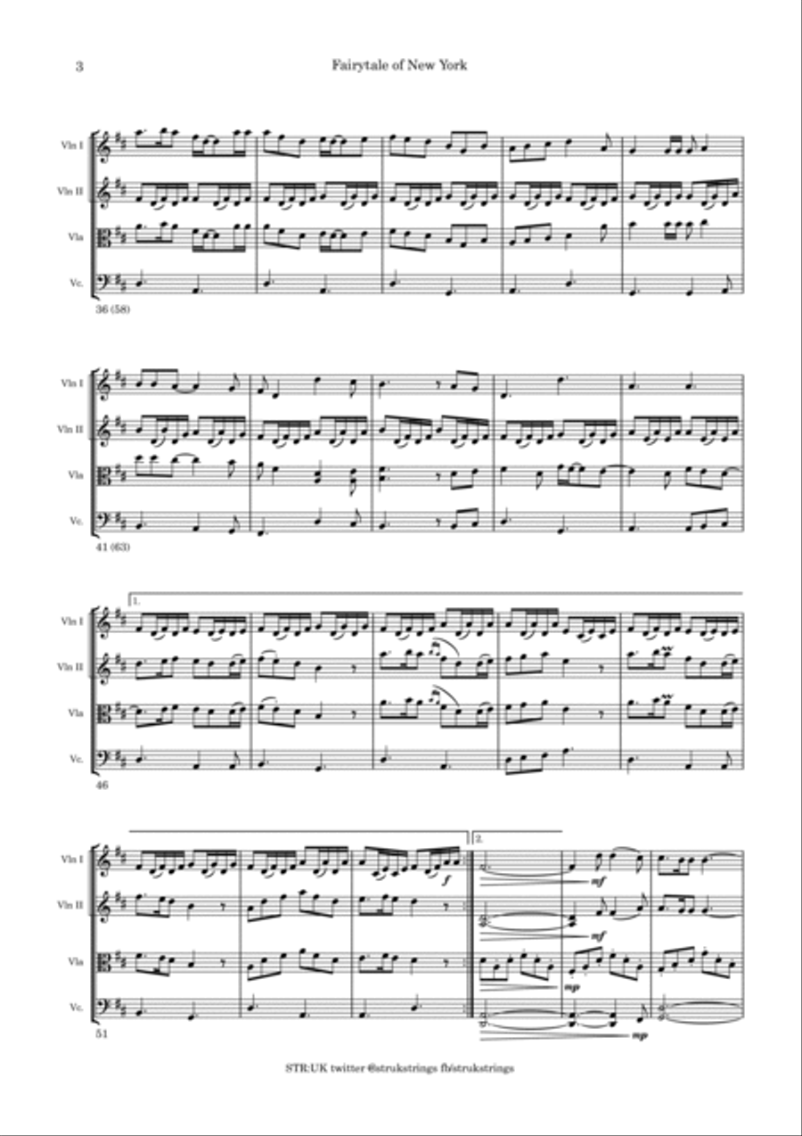 Fairytale Of New York String Quartet scores gallery preview page 4