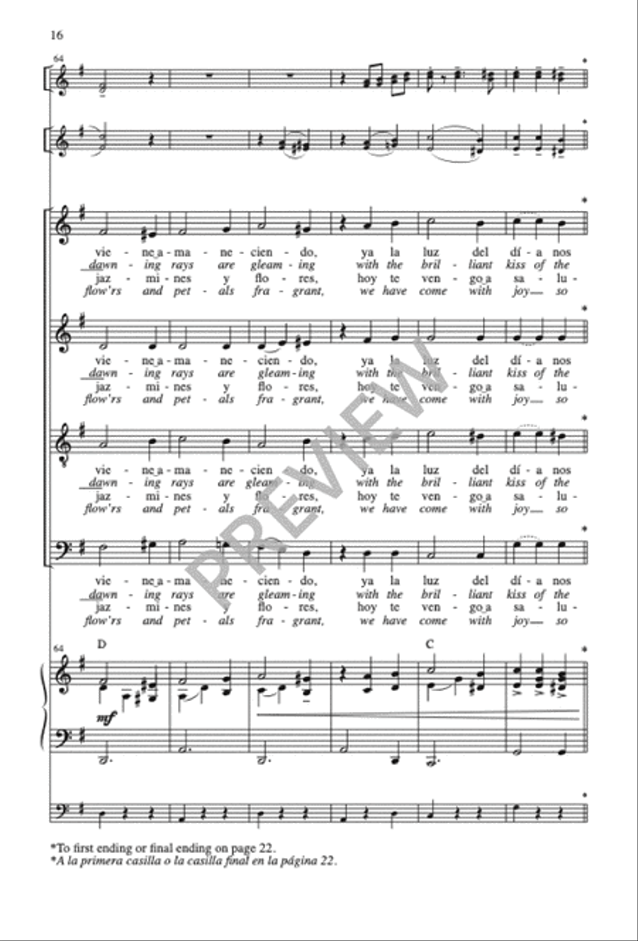 Las Mañanitas / The Morning Song 4-Part scores gallery preview page 17