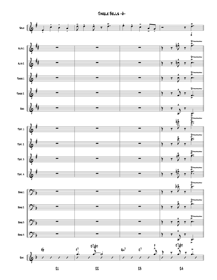 Jingle Bells for Little Big Band up to Full Big Band Jazz Ensemble scores gallery preview page 6