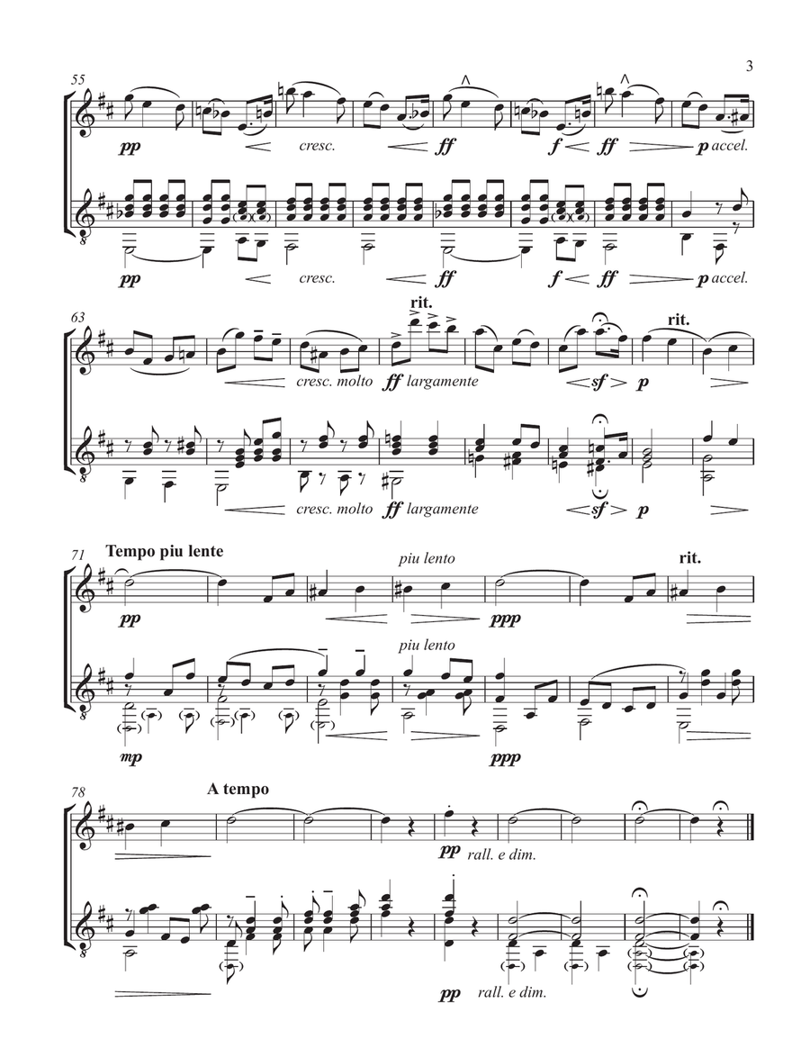 Salut d'Amour (Flute and Guitar) - Score and Parts Flute scores gallery preview page 3