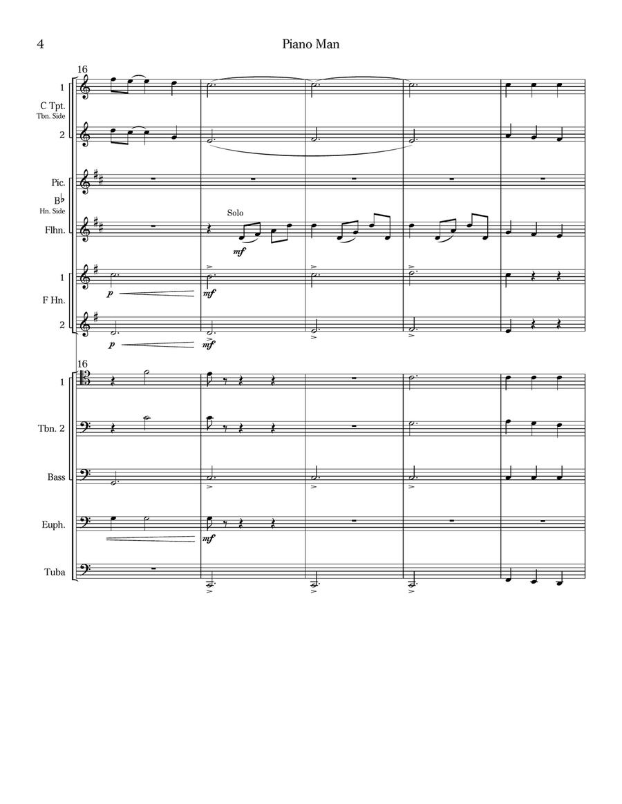 Piano Man Brass Ensemble scores gallery preview page 4