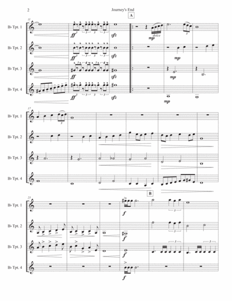 "Journey's End" for Trumpet Quartet - Dennis S. Mowers image number null