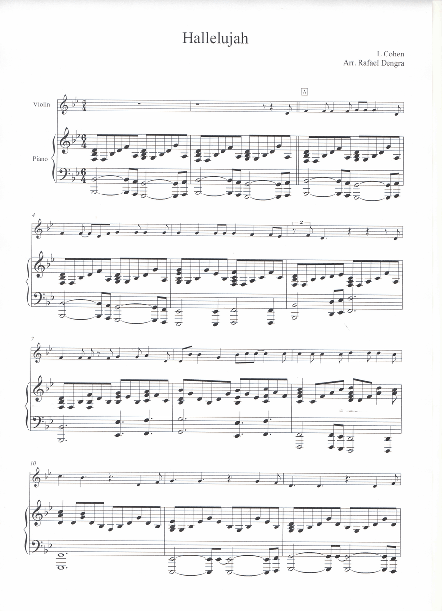 Hallelujah Violin Solo scores gallery preview page 1