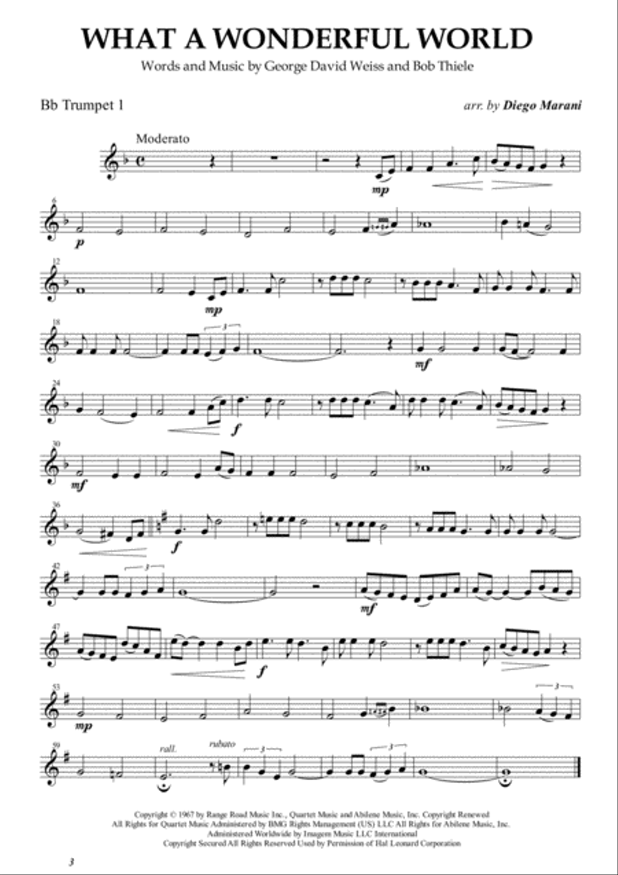What A Wonderful World Brass Ensemble scores gallery preview page 1
