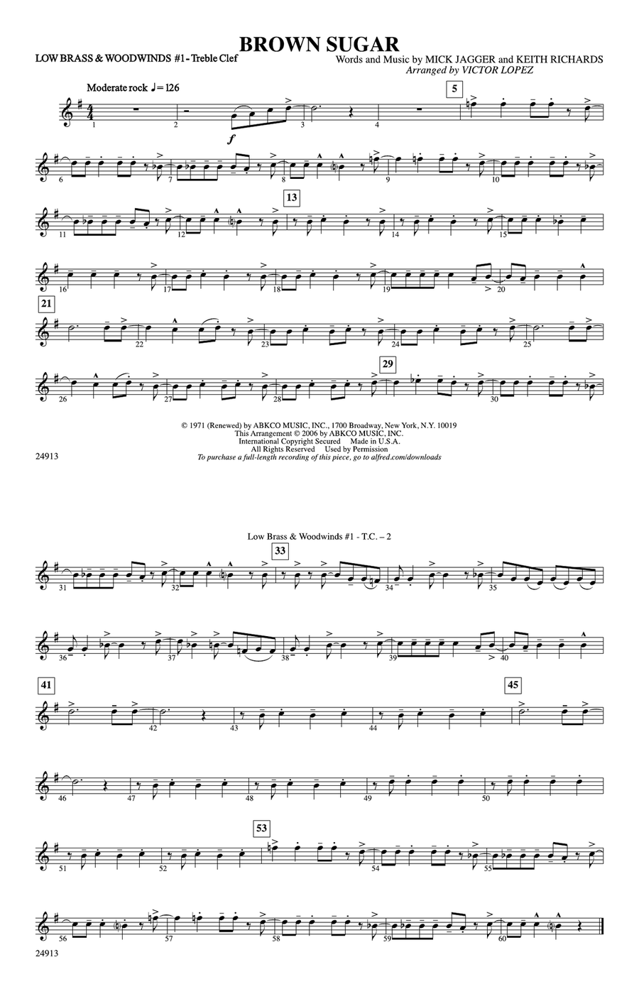 Brown Sugar: Low Brass & Woodwinds #1 - Treble Clef