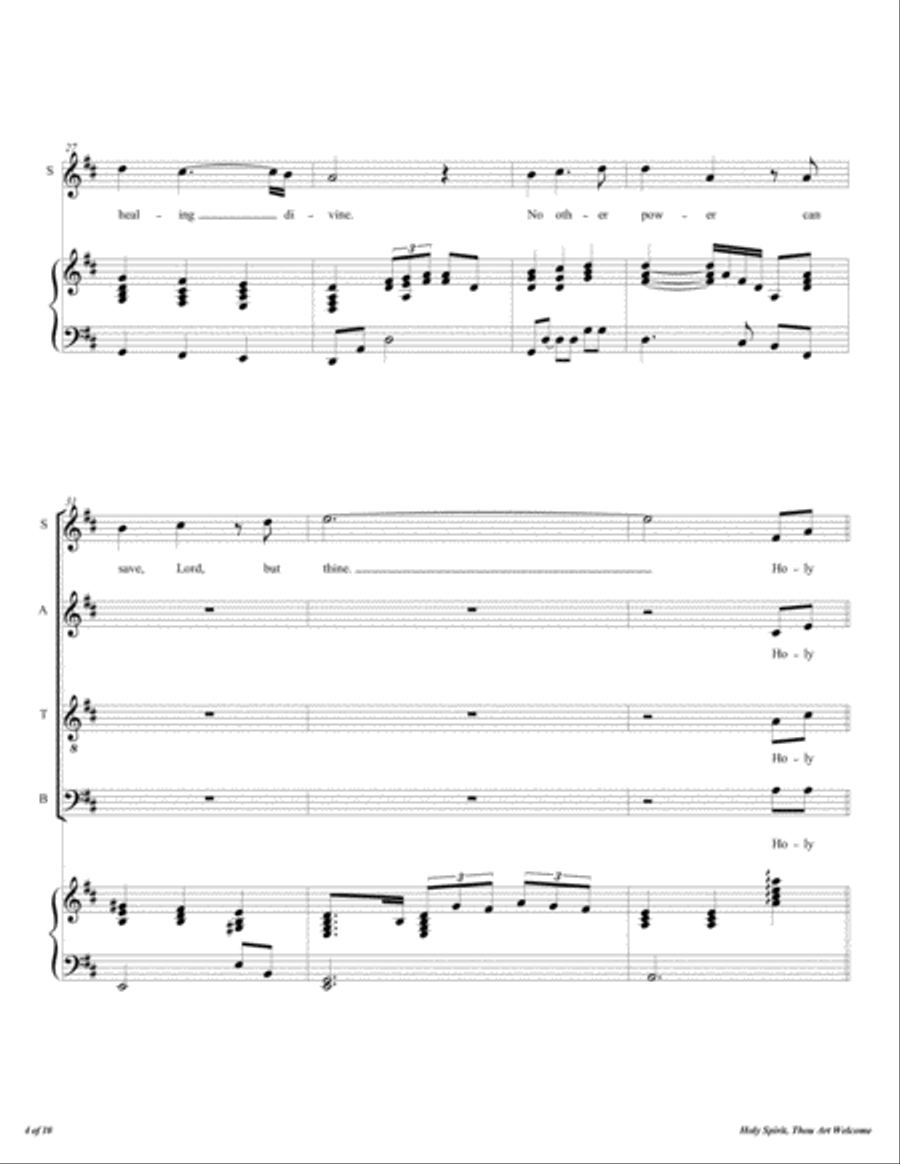 Holy Spirit, Thou Art Welcome 4-Part scores gallery preview page 5