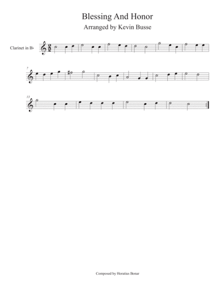 Blessing and Honor (Easy key of C) - Clarinet image number null