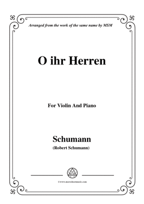 Book cover for Schumann-O ihr Herren,for Violin and Piano