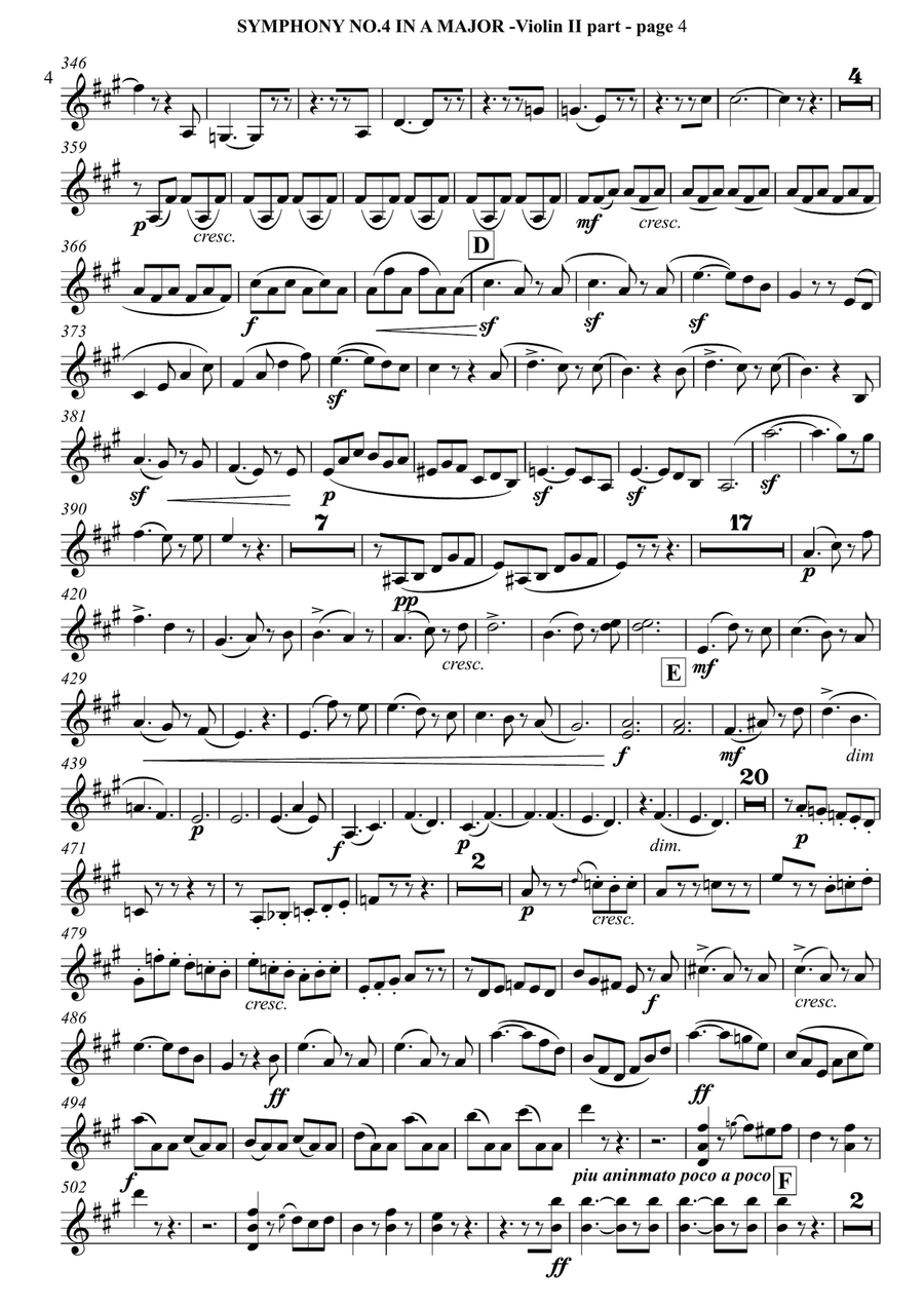 Felix Mendelssohn Bartholdy - SYMPHONY NO.4 IN A MAJOR ("Italian") - Violin II part image number null