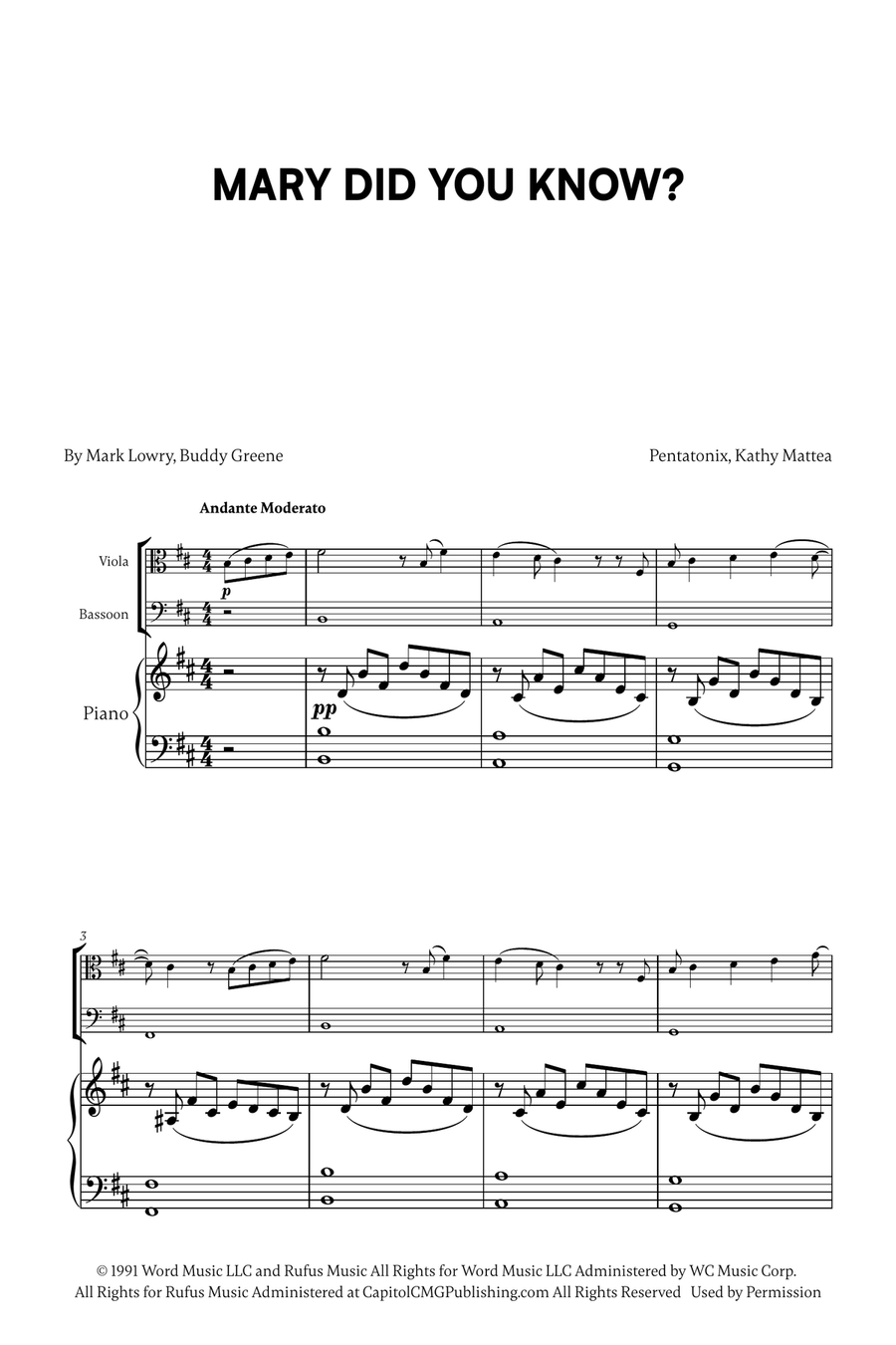 Mary, Did You Know? Bassoon scores gallery preview page 1