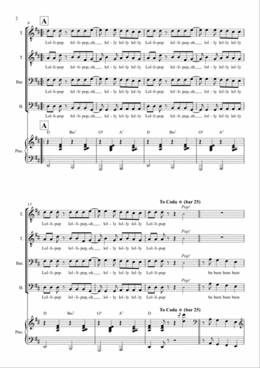 Lollipop A Cappella scores gallery preview page 2