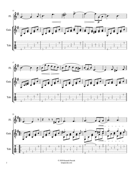 Venetian Gondola Song for guitar and flute (or violin) by Felix Bartholdy Mendelssohn Flute - Digital Sheet Music