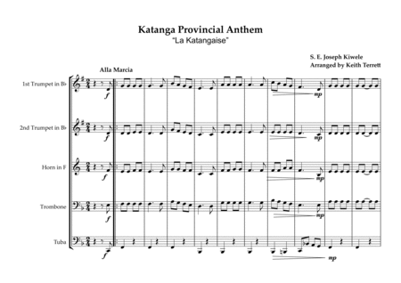 Katanga Provincial Anthem for Brass Quintet (1960-63) image number null