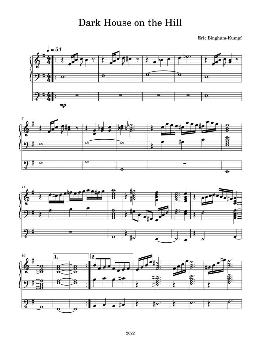 Dark House on the Hill Organ Solo scores gallery preview page 1