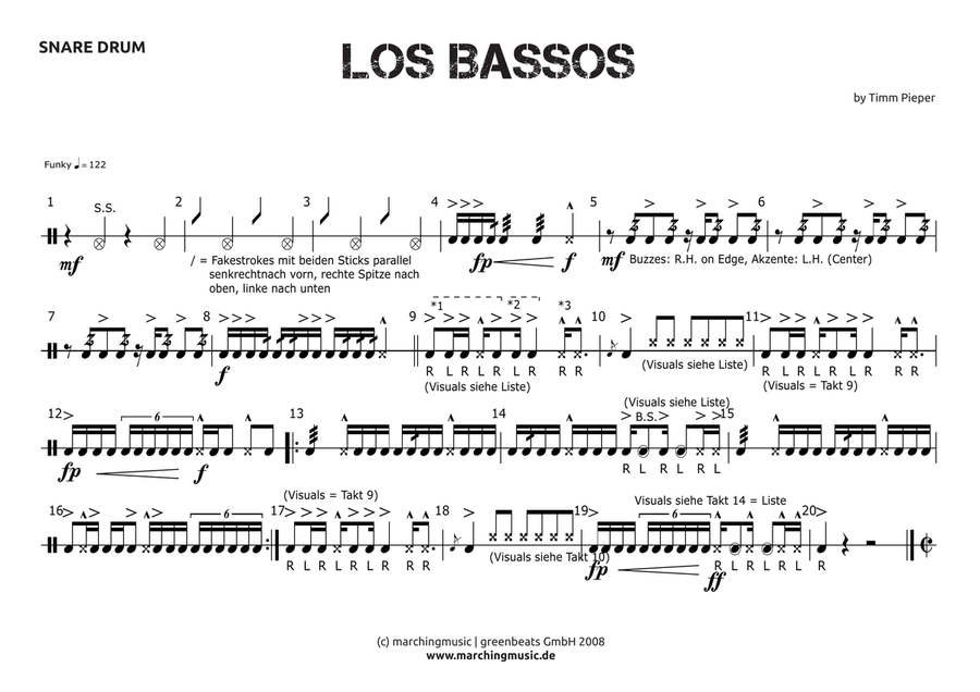 LOS BASSOS (Street Cadence) Marching Band scores gallery preview page 5