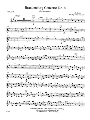 Book cover for Brandenburg Concerto No. 4 (3rd Movement): 1st Violin