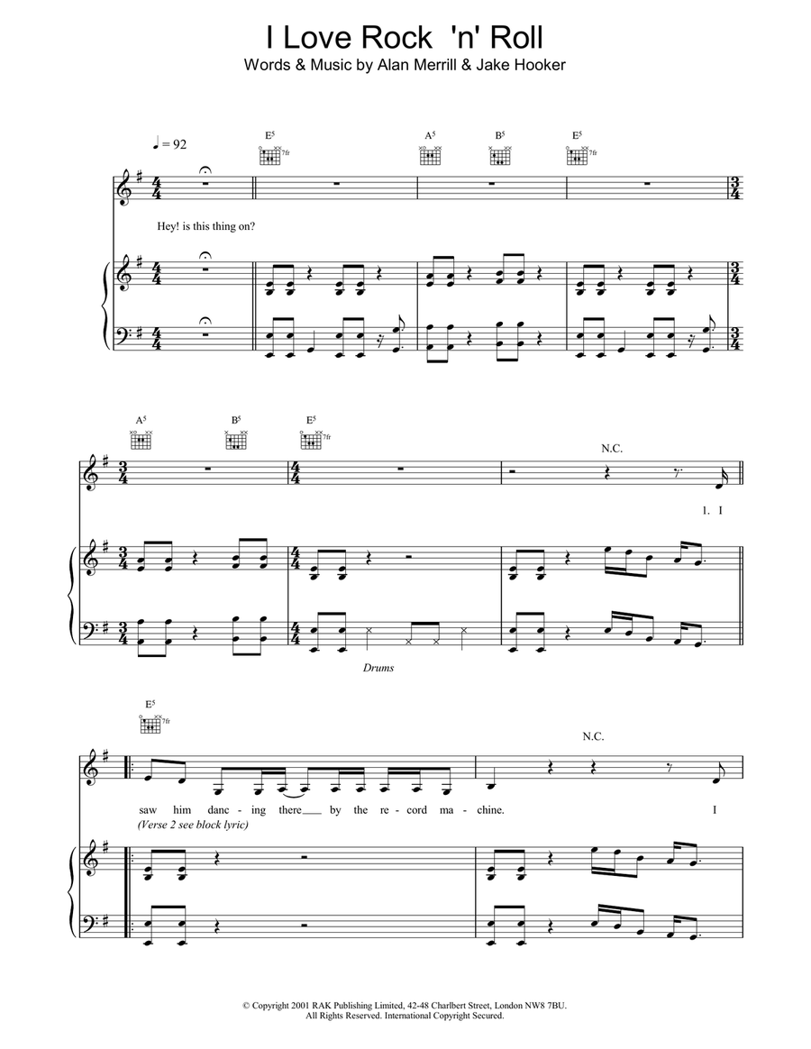 I Love Rock 'n' Roll Acoustic Guitar scores gallery preview page 1