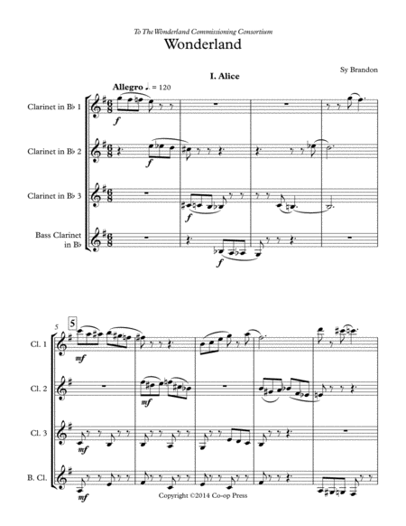 Wonderland for Clarinet Quartet image number null